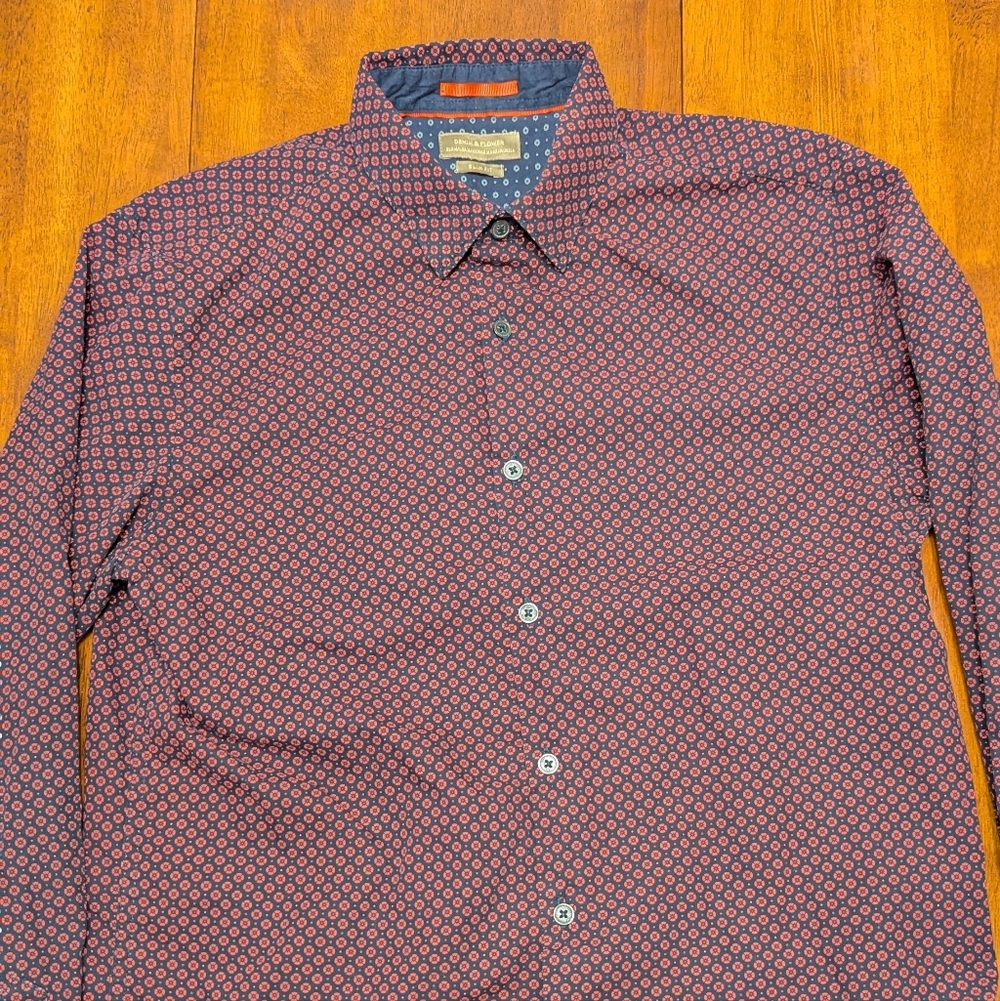 Denim & Flower Men's Geometric Red Shirt